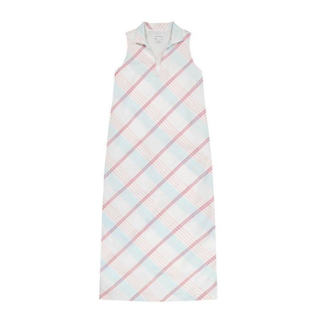 Petit Peony Kate Caftan Women's Plaid Collared Sleeveless Dress Multicolor Large